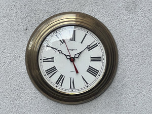 I Like Mike's Mid Century Modern Clock Howard Miller Small Round Brass Wall Clock, Battery Movement