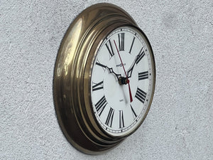 I Like Mike's Mid Century Modern Clock Howard Miller Small Round Brass Wall Clock, Battery Movement