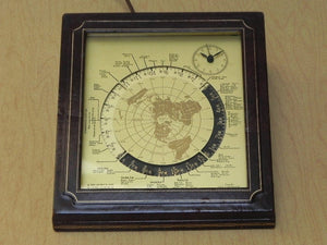 I Like Mike's Mid Century Modern Clock Kalex Large Gold World Desk Clock in Leather, from 1951