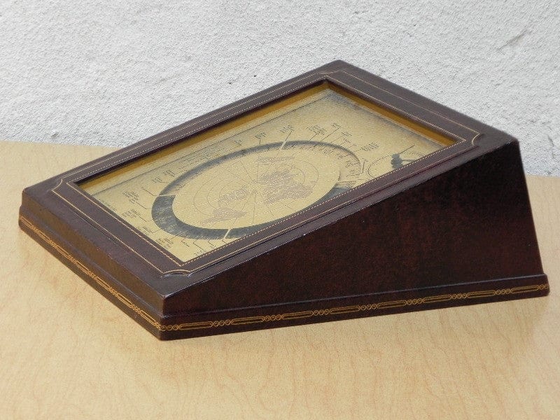 I Like Mike's Mid Century Modern Clock Kalex Large Gold World Desk Clock in Leather, from 1951