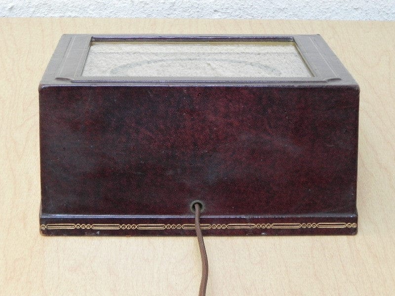 I Like Mike's Mid Century Modern Clock Kalex Large Gold World Desk Clock in Leather, from 1951