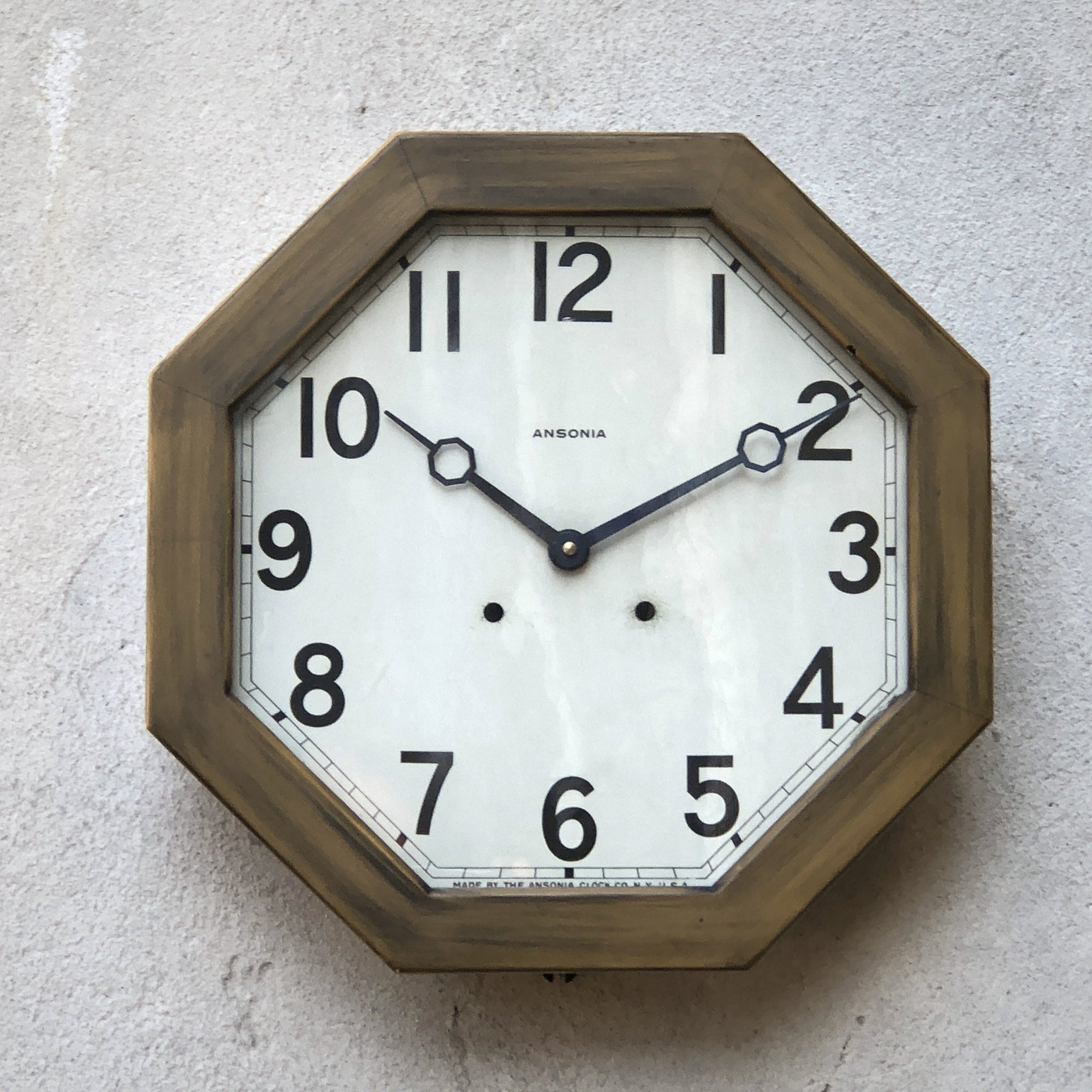 I Like Mike's Mid Century Modern Clock Large Ansonia Octagon Wall Clock, New Quartz Movement with Original Hands