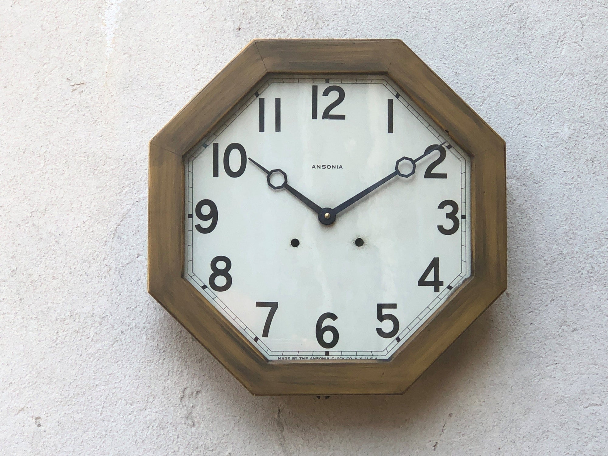 I Like Mike's Mid Century Modern Clock Large Ansonia Octagon Wall Clock, New Quartz Movement with Original Hands