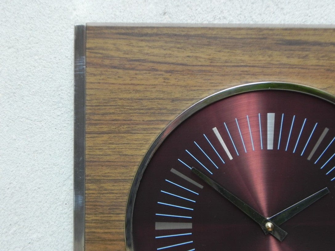 I Like Mike's Mid Century Modern Clock Large Mid-Century Modern Wooden Wall Clock with Chrome by Sunbeam