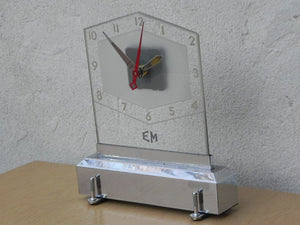 I Like Mike's Mid Century Modern Clock Light Up Glass and Chrome Deco Mantel Clock, New Movement