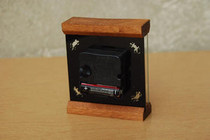 I Like Mike's Mid-Century Modern Clock Memphis Wood & Glass Desk Clock with Paua Shell Face