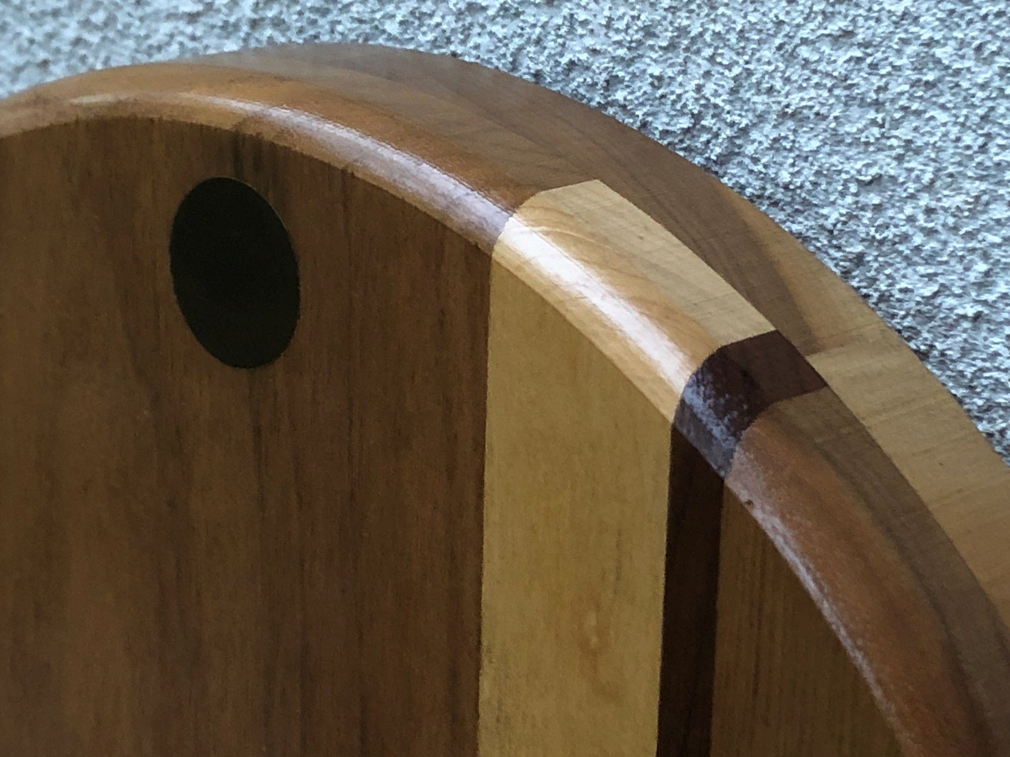 I Like Mike's Mid Century Modern Clock Modern Handcrafted Round Solid Wood Wall Clock, Inlayed Brass Markers, Quiet Quartz Movement