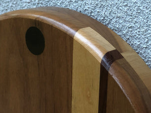 I Like Mike's Mid Century Modern Clock Modern Handcrafted Round Solid Wood Wall Clock, Inlayed Brass Markers, Quiet Quartz Movement