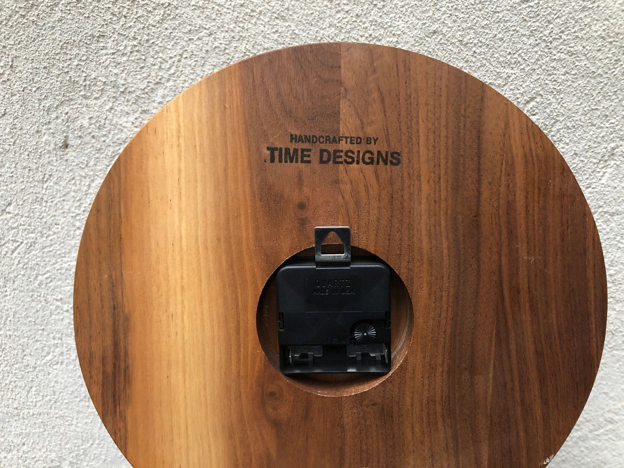 I Like Mike's Mid Century Modern Clock Modern Handcrafted Round Solid Wood Wall Clock, Inlayed Brass Markers, Quiet Quartz Movement