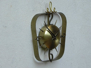 I Like Mike's Mid Century Modern Clock Phinney Walker Brass Wind Up Floating Wall Clock