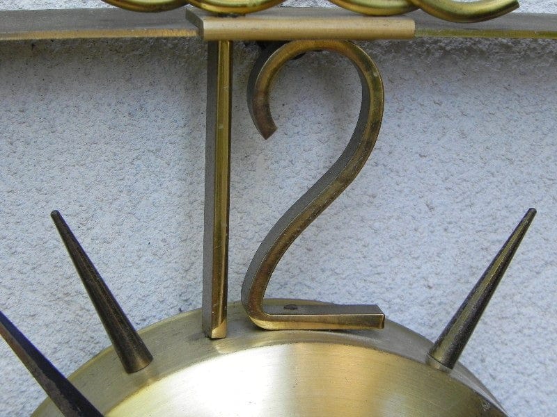 I Like Mike's Mid Century Modern Clock Phinney Walker Brass Wind Up Floating Wall Clock