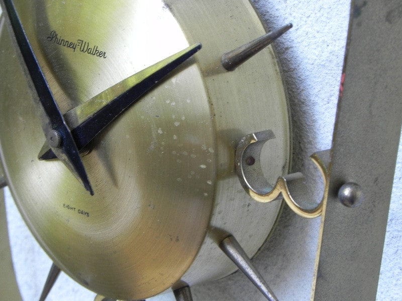 I Like Mike's Mid Century Modern Clock Phinney Walker Brass Wind Up Floating Wall Clock