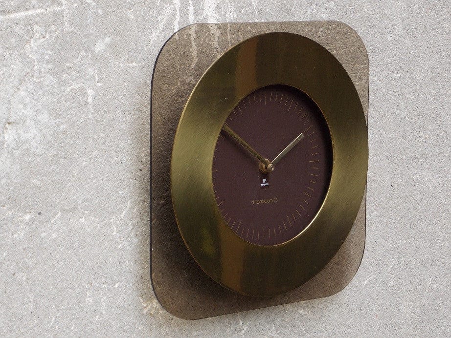 I Like Mike's Mid-Century Modern Clock Raymor Lucite & Brass Wall Clock Chronoquartz