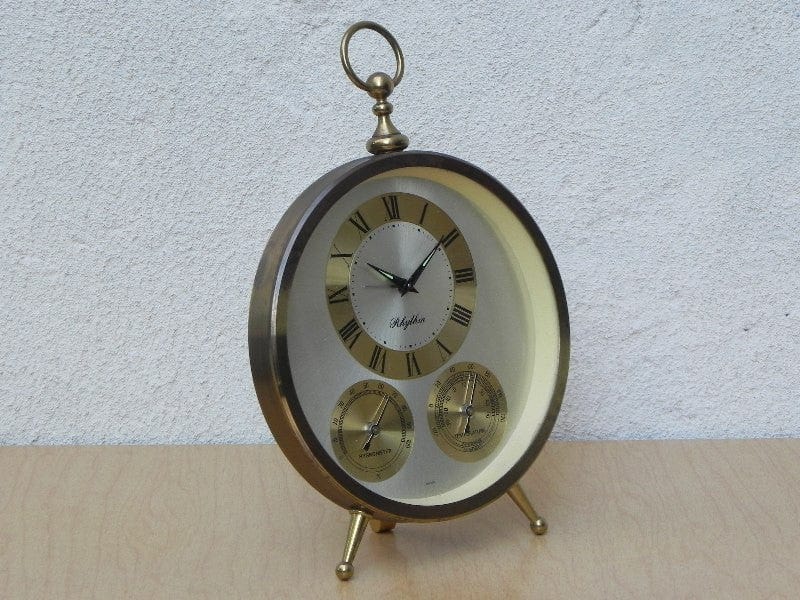 I Like Mike's Mid Century Modern Clock Rhythm Round Alarm Clock Weather Station