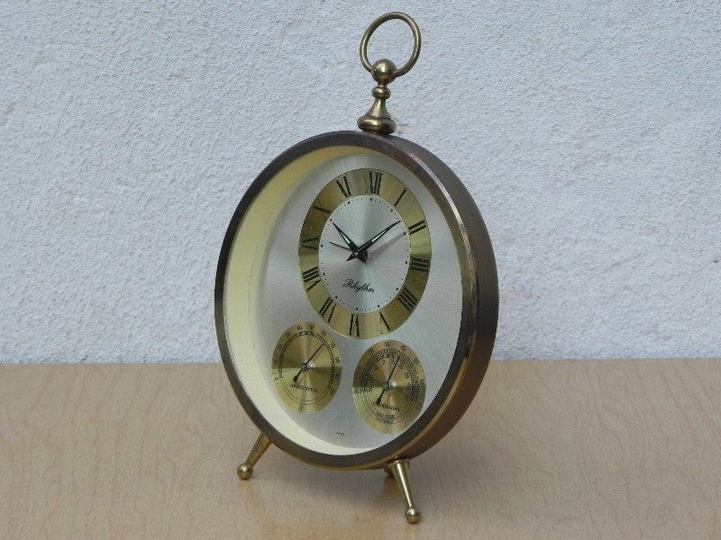 I Like Mike's Mid Century Modern Clock Rhythm Round Alarm Clock Weather Station