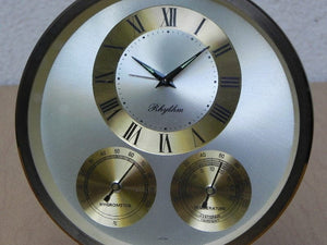 I Like Mike's Mid Century Modern Clock Rhythm Round Alarm Clock Weather Station
