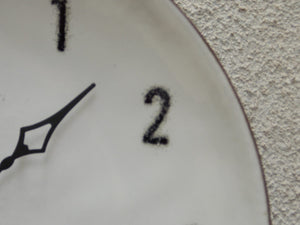 I Like Mike's Mid Century Modern Clock Round Bovano Black & White Enameled Plate Clock, Quartz