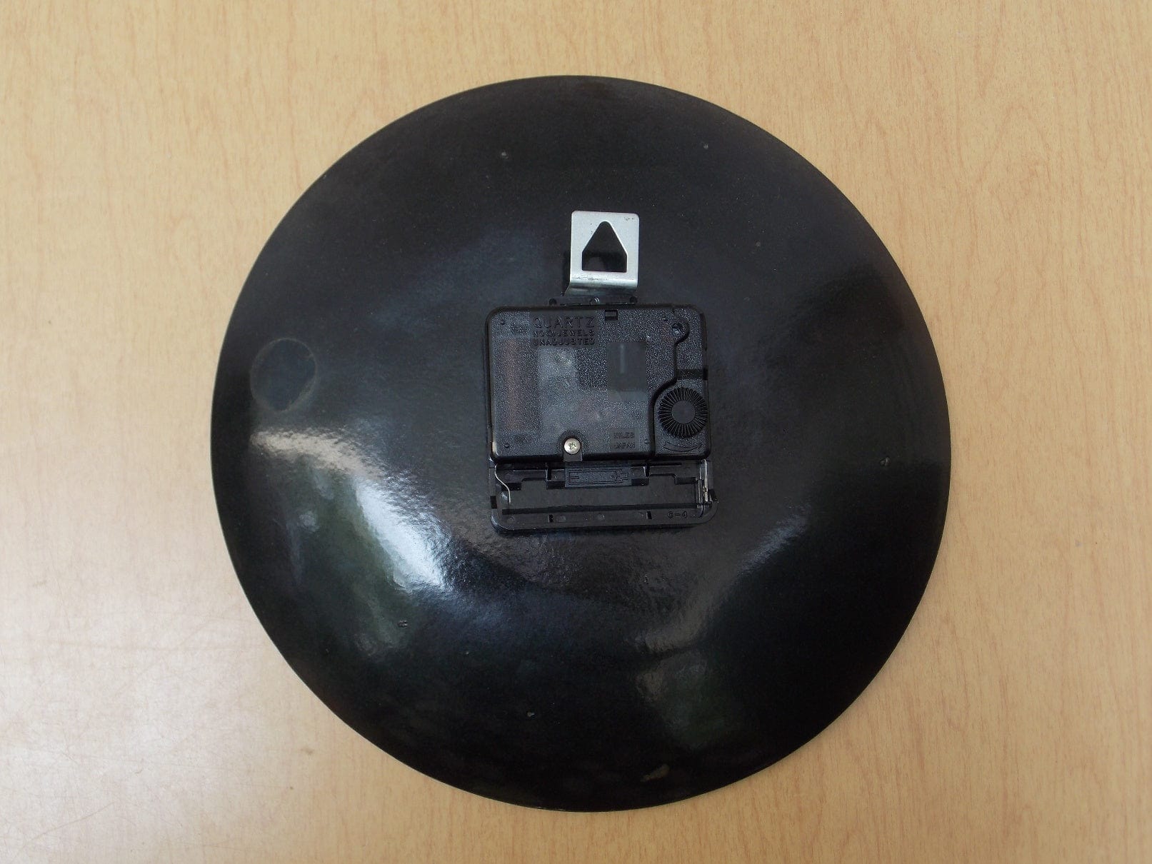I Like Mike's Mid Century Modern Clock Round Bovano Black & White Enameled Plate Clock, Quartz