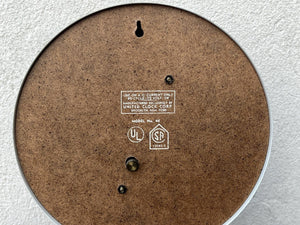 I Like Mike's Mid Century Modern Clock Round White Chrome Electric Wall Clock by United Clocks