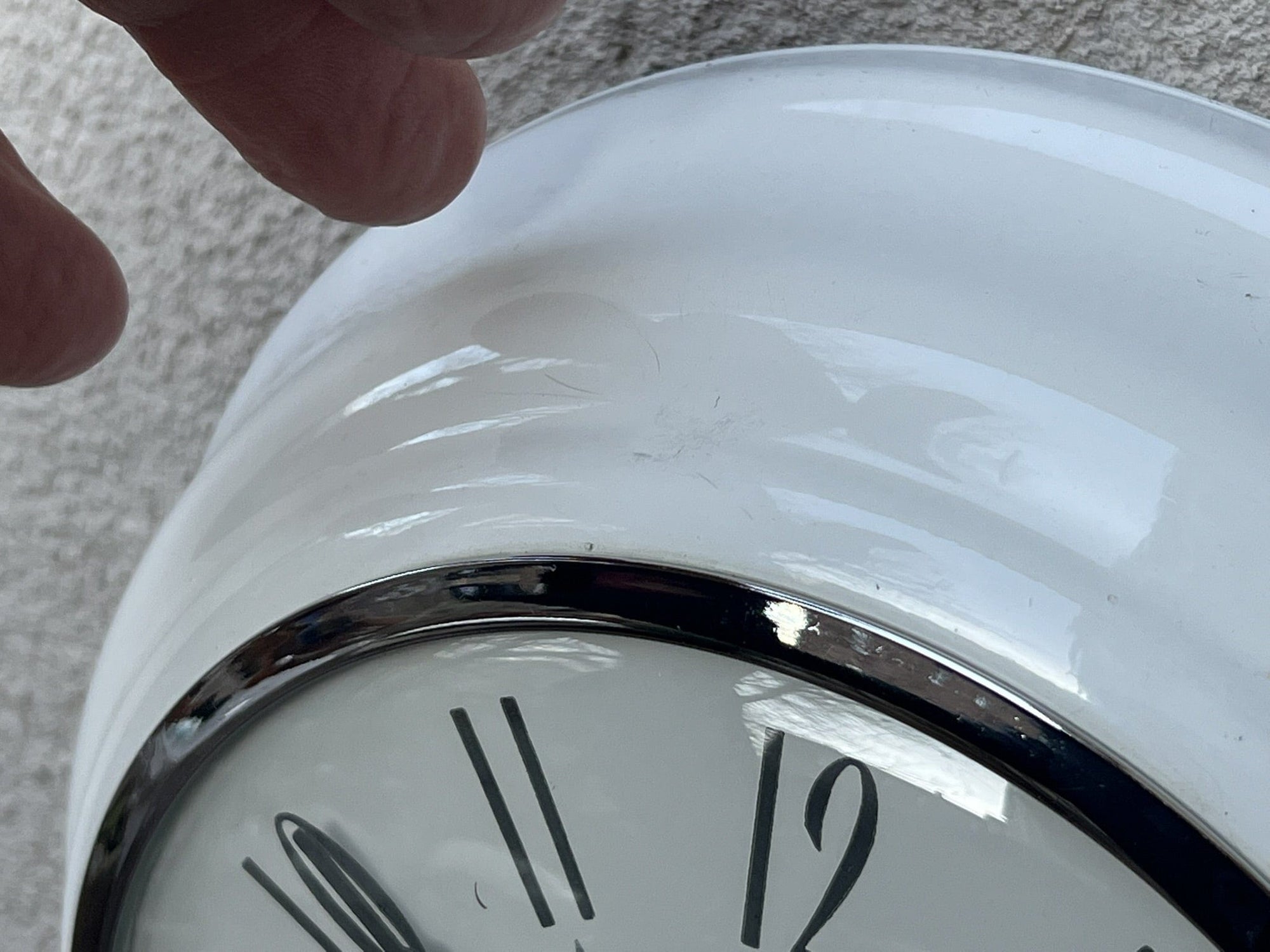 I Like Mike's Mid Century Modern Clock Round White Chrome Electric Wall Clock by United Clocks