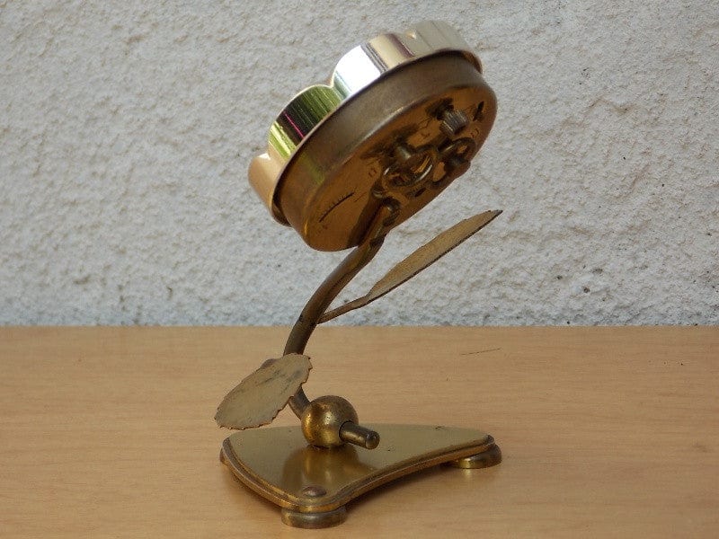 I Like Mike's Mid Century Modern Clock Sheffield Blue Enameled Flower Wind Up Alarm Clock
