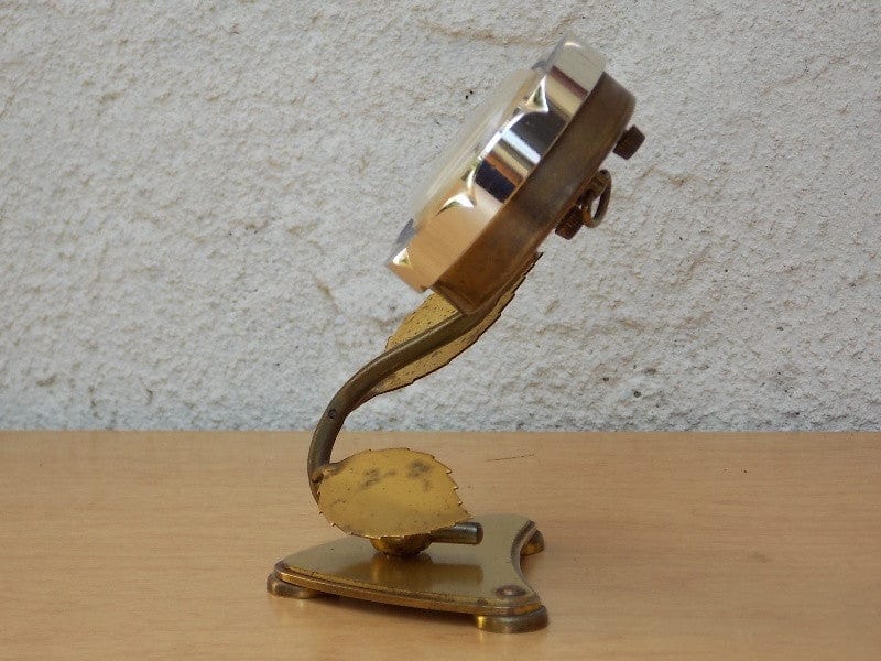 I Like Mike's Mid Century Modern Clock Sheffield Blue Enameled Flower Wind Up Alarm Clock