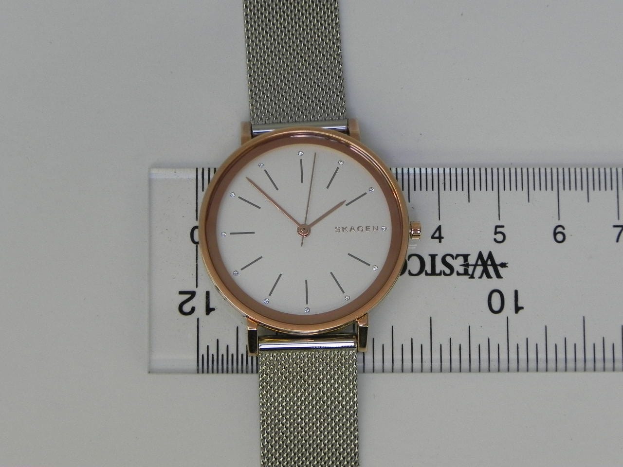 Skagen Round Mixed Metal Silver Copper Steel Mesh Watch - I Like Mikes ...