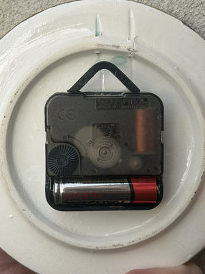 I Like Mike's Mid Century Modern Clock Small Ceramic Moroccan Blue & White Tile Plate with Inlay Gold Number Markers