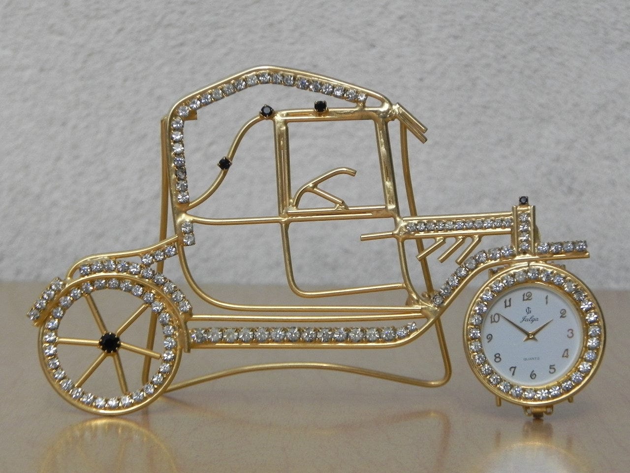 I Like Mike's Mid Century Modern Clock Small Jeweled Gold Car Desk Clock (Chitty Chitty Bang Bang)