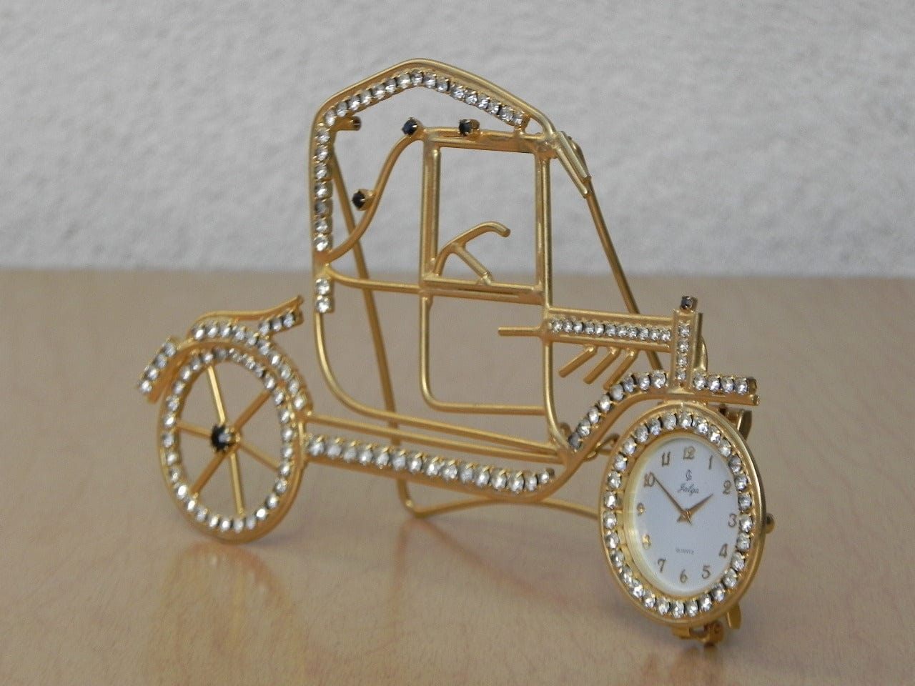 I Like Mike's Mid Century Modern Clock Small Jeweled Gold Car Desk Clock (Chitty Chitty Bang Bang)