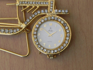 I Like Mike's Mid Century Modern Clock Small Jeweled Gold Car Desk Clock (Chitty Chitty Bang Bang)