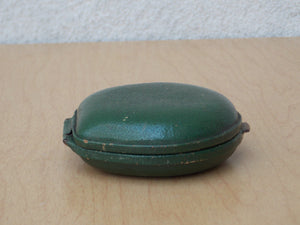 I Like Mike's Mid Century Modern Clock Small Kenzle Brass Green Horseshoe Travel Clock, Wind Up