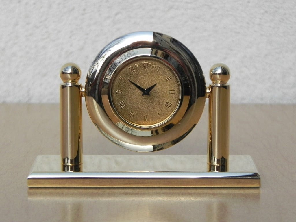 I Like Mike's Mid Century Modern Clock Small Solid Brass Quartz Desk Clock