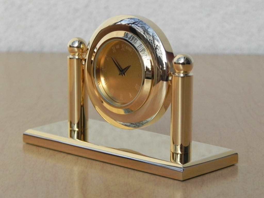 I Like Mike's Mid Century Modern Clock Small Solid Brass Quartz Desk Clock