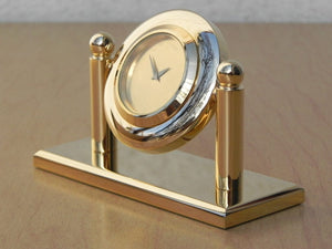 I Like Mike's Mid Century Modern Clock Small Solid Brass Quartz Desk Clock