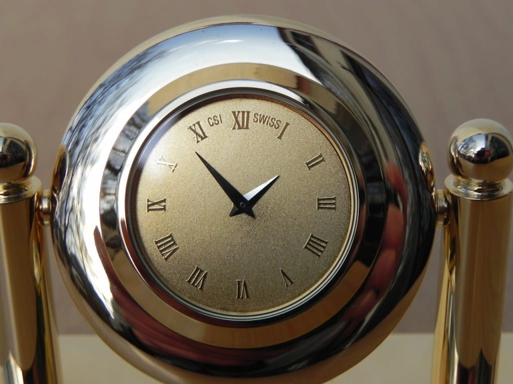 I Like Mike's Mid Century Modern Clock Small Solid Brass Quartz Desk Clock