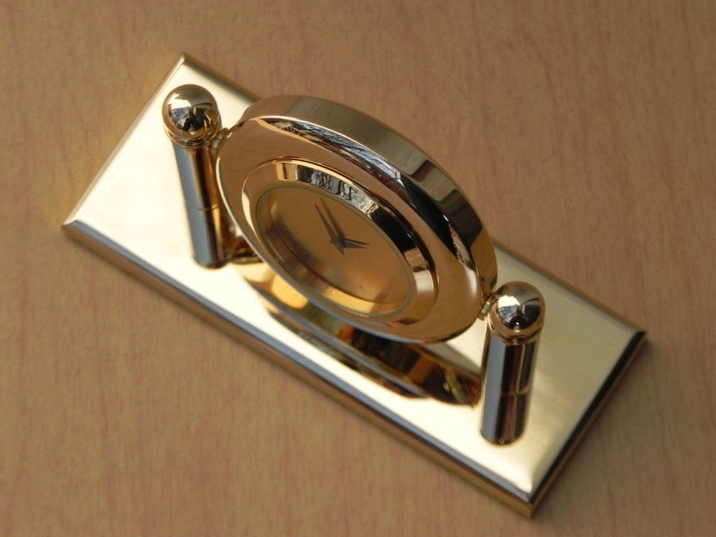 I Like Mike's Mid Century Modern Clock Small Solid Brass Quartz Desk Clock