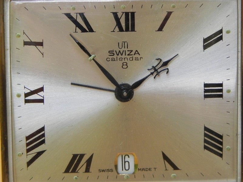 I Like Mike's Mid Century Modern Clock Small Square Swiza 8-day Calendar Alarm Clock with Date