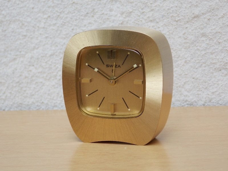 I Like Mike's Mid Century Modern Clock Small Swiza 8-Day Small Brass Wind Up Clock