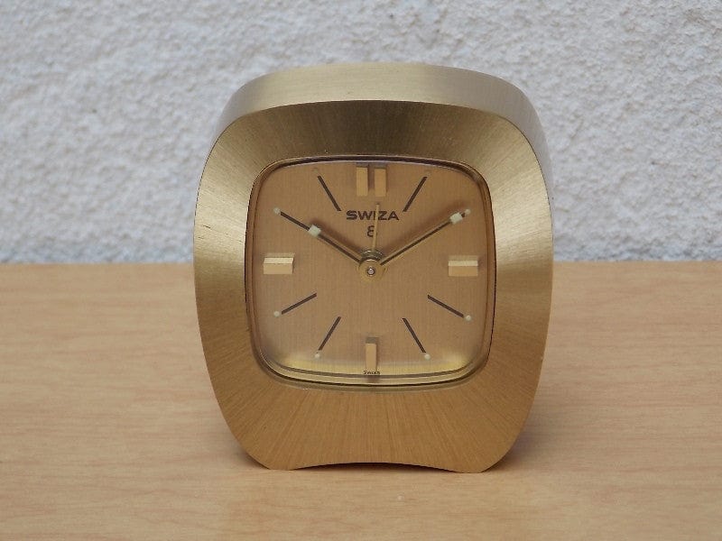 I Like Mike's Mid Century Modern Clock Small Swiza 8-Day Small Brass Wind Up Clock