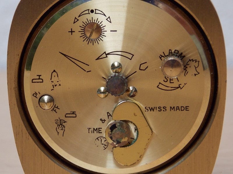 Small Swiza 8-Day Small Brass Wind Up Clock - I Like Mikes Mid Century  Modern