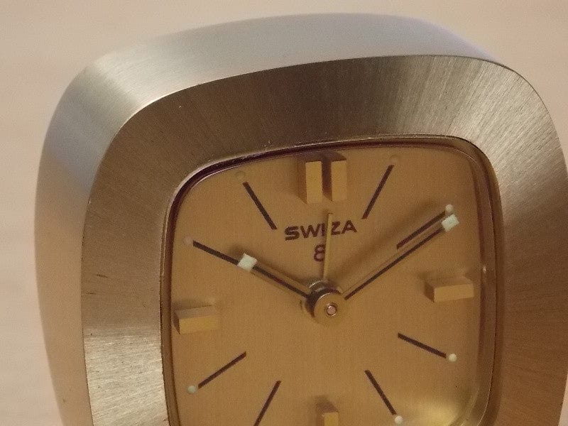 I Like Mike's Mid Century Modern Clock Small Swiza 8-Day Small Brass Wind Up Clock