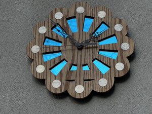 I Like Mike's Mid Century Modern clock Starburst Wood Quartz Wall Clock Featuring West Virginia Quarters