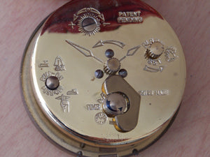 I Like Mike's Mid Century Modern Clock Swiza 8-Day Brass Red Leather Round Travel Clock, Wind Up