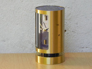 I Like Mike's Mid Century Modern Clock Swiza Brass Cylinder 8-Day Alarm Clock Blue Face