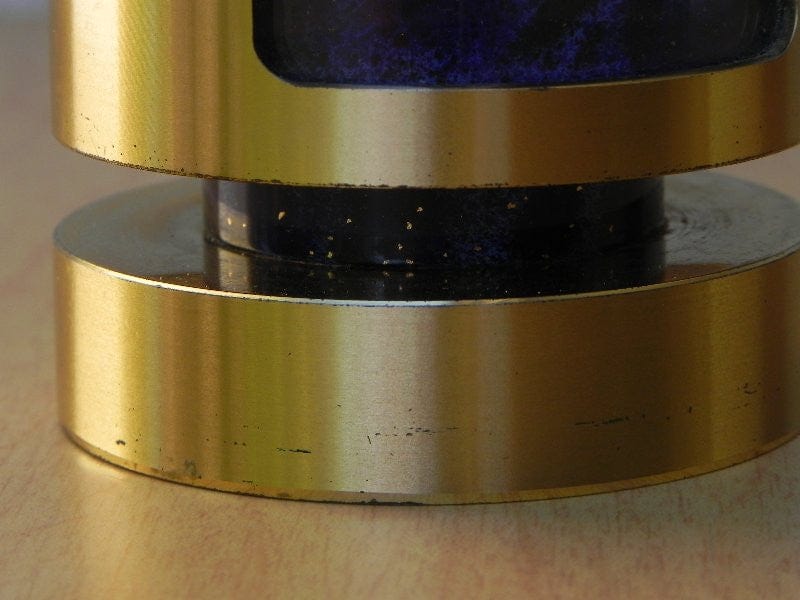 I Like Mike's Mid Century Modern Clock Swiza Brass Cylinder 8-Day Alarm Clock Blue Face