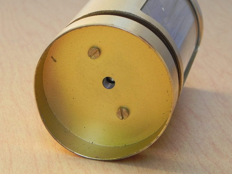 I Like Mike's Mid Century Modern Clock Swiza Brass Cylinder 8-Day Alarm Clock Blue Face
