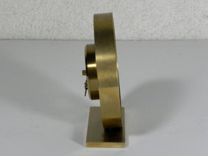 I Like Mike's Mid Century Modern Clock Swiza Modern Round Brass Desk Clock with Calendar, 8-Day Wind Up, Alarm