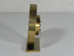 I Like Mike's Mid Century Modern Clock Swiza Modern Round Brass Desk Clock with Calendar, 8-Day Wind Up, Alarm