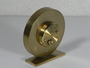 I Like Mike's Mid Century Modern Clock Swiza Modern Round Brass Desk Clock with Calendar, 8-Day Wind Up, Alarm